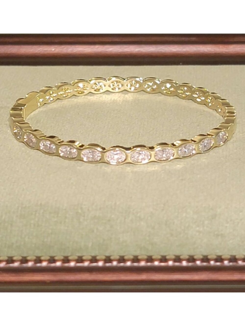 5.5 CTW Moissanite Bangle Bracelet 14K Gold Plated Brass GRA D VVS1 NWT